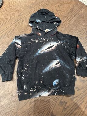 Molo Black Galaxy Hoodie with Planet Print